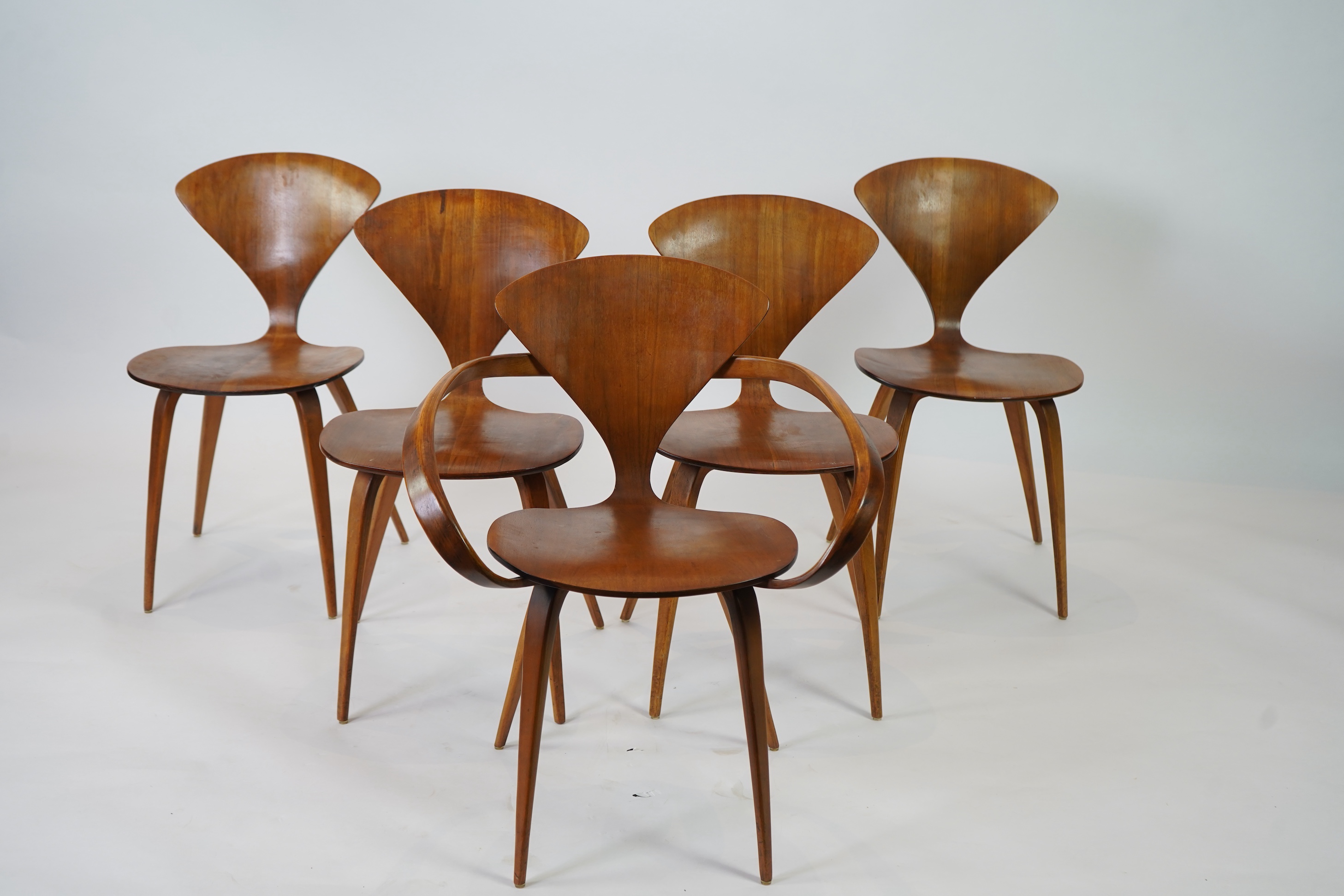 Norman Cherner (American, 1920-1987) for Plycraft (Bernardo): A set of eight plywood 'Pretzel' chairs